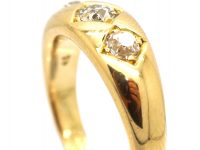 Victorian 18ct Gold, Three Stone Diamond Gypsy Ring