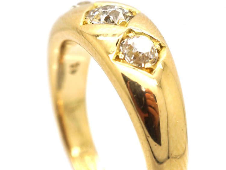 Victorian 18ct Gold, Three Stone Diamond Gypsy Ring