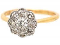 Edwardian 18ct Gold & Platinum, Diamond Cluster Ring