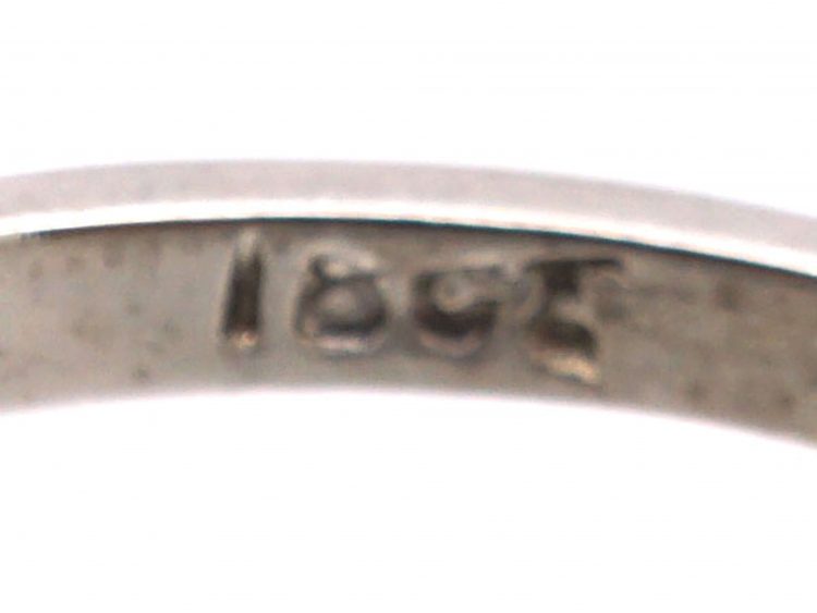 Art Deco 18ct White Gold Diamond Solitaire Ring with Diamond Set Shoulders