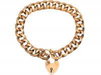 9ct Yellow Gold Curb Link Padlock Bracelet with Safety Chain, by Lawson, Ward & Gammage Ltd of Hatton Garden.