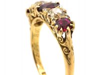 Victorian 18ct Gold, Ruby & Diamond Five Stone Ring