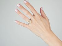 Platinum, Large Yellow Sapphire & Diamond Ring