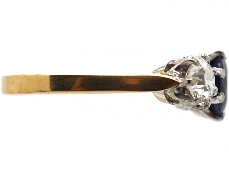 18ct Gold & Platinum, Sapphire & Diamond Three Stone Ring