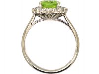 18ct White Gold, Peridot & Diamond Cluster Ring