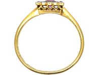 Art Deco 18ct Gold & Platinum, Ruby & Diamond Square Ring