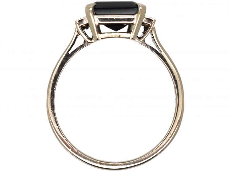 Art Deco 18ct White Gold, Green Tourmaline & Diamond Ring