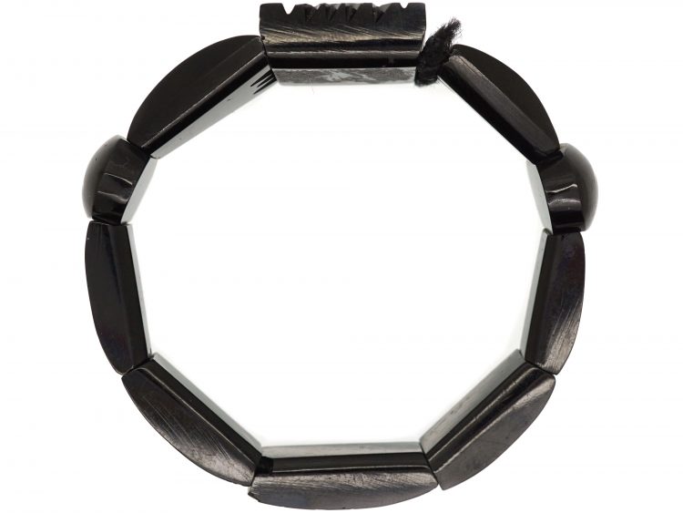 Victorian Whitby Jet Bracelet with Compass set in to the Centre