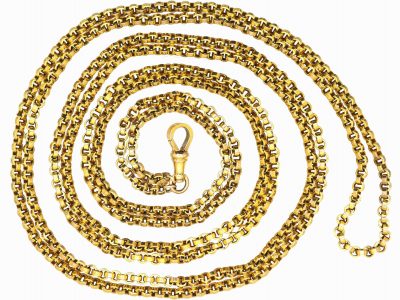 Victorian 9ct Gold Guard Flat Edged Links Chain with Dog Clip