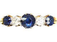Edwardian 18ct Gold, Sapphire & Diamond Five Stone Ring