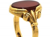 18ct Gold Signet Ring set with a Carnelian