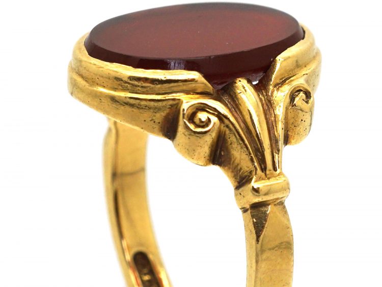 18ct Gold Signet Ring set with a Carnelian