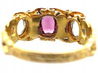 Regency 15ct Gold, Garnet, Green Beryl, Aquamarine and Paste Ring