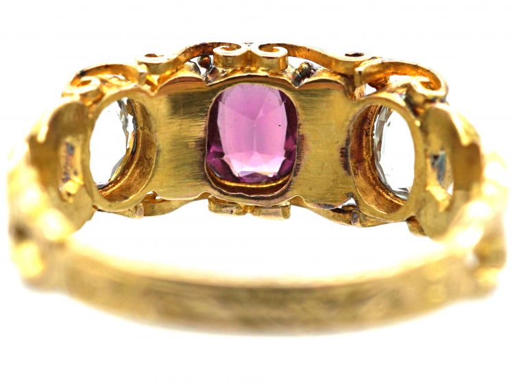 Regency 15ct Gold, Garnet, Green Beryl, Aquamarine and Paste Ring