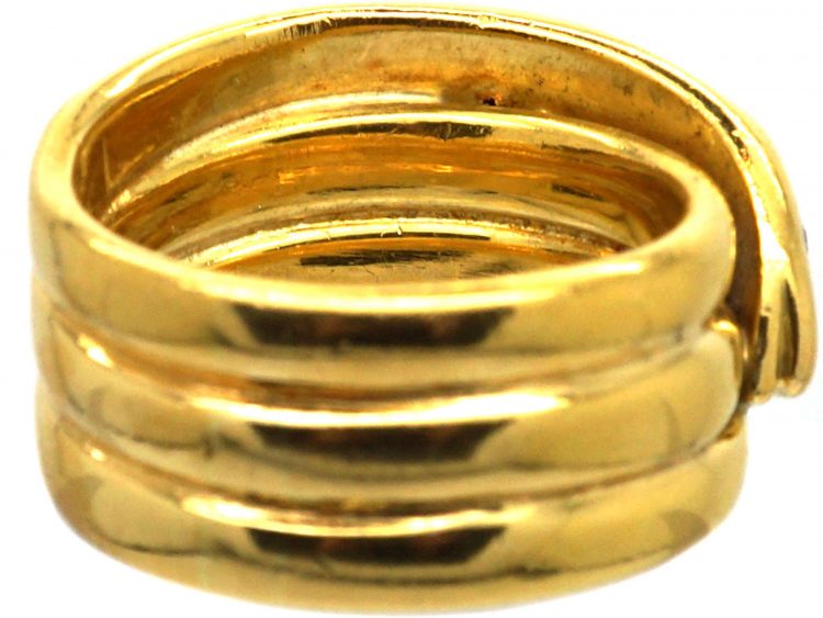Victorian 18ct Gold Snake Ring set with Diamonds