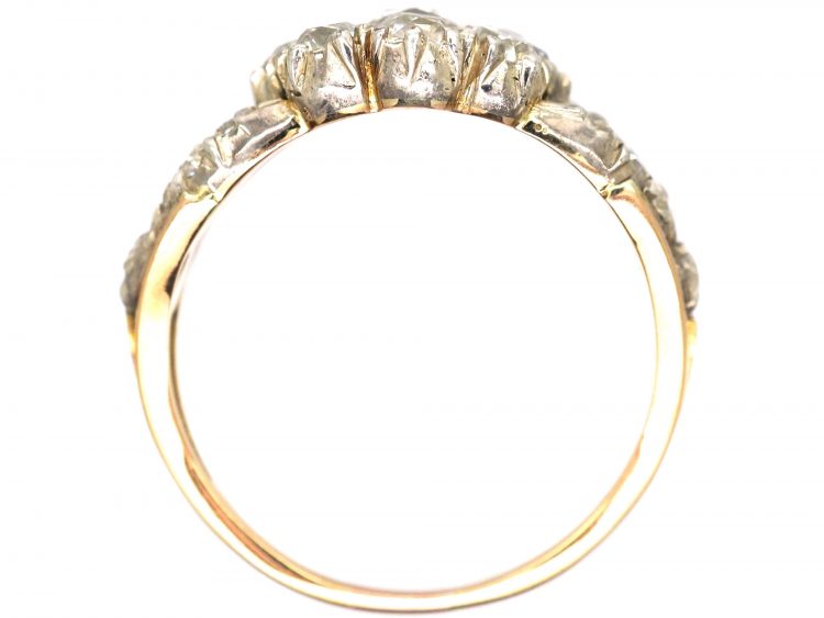 Georgian Diamond Cluster Ring with Split Diamond Set Shoulders