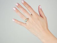 Edwardian 18ct Gold, Three Stone Opal & Diamond Ring
