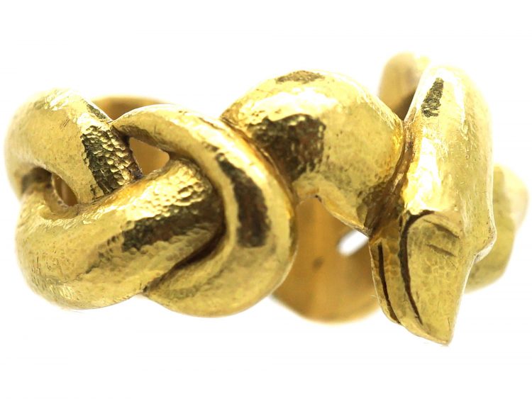 18ct Gold Sculptural Double Snake Ring