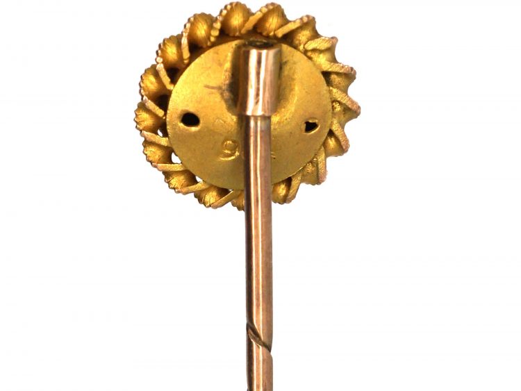 Victorian 9ct Gold & Ruby Tie Pin with Scalloped Edge