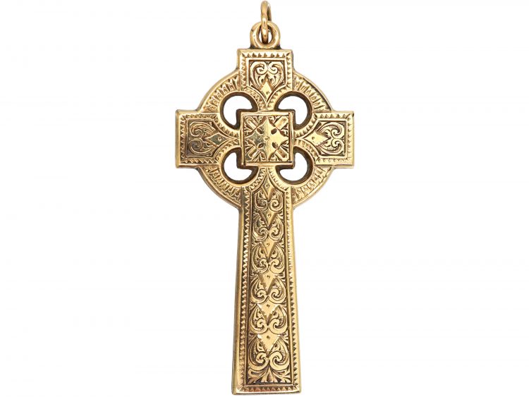 Victorian Gold Scottish Cross Pendant set with Bloodstone, Carnelian and Agate