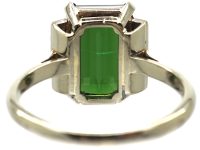 Art Deco 18ct White Gold, Green Tourmaline & Diamond Ring