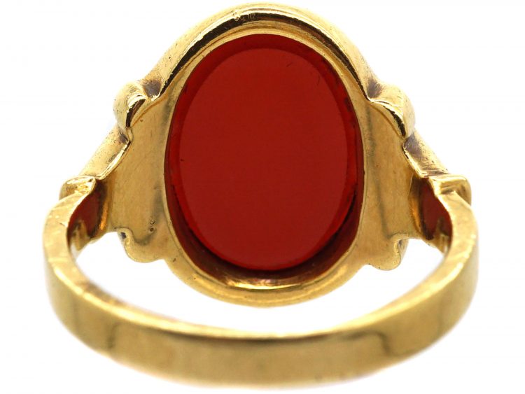 18ct Gold Signet Ring set with a Carnelian