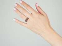Regency 15ct Gold, Garnet, Green Beryl, Aquamarine and Paste Ring