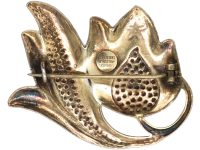 Silver & White Enamel Tulip Brooch by J Tostrup