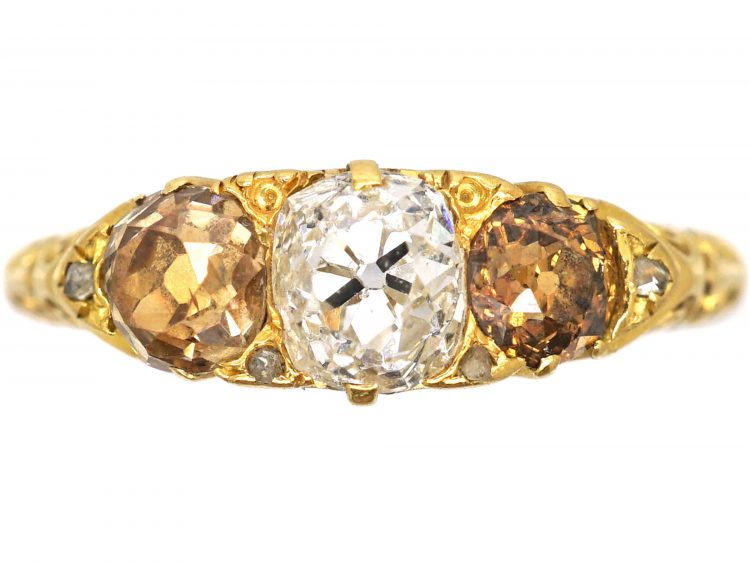 Victorian 18ct Gold, Three Stone Diamond Ring