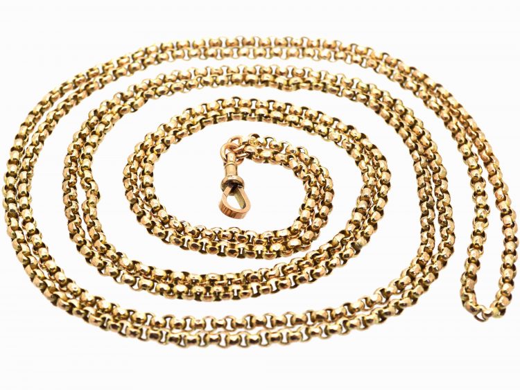 Victorian 9ct Gold Long Guard Chain with Dog Clip
