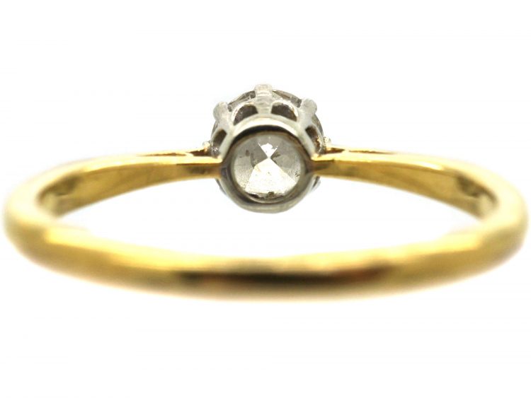 Art Deco 18ct, Platinum and Diamond Solitaire Ring