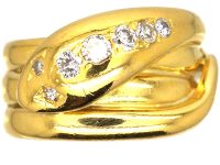 Victorian 18ct Gold Snake Ring set with Diamonds