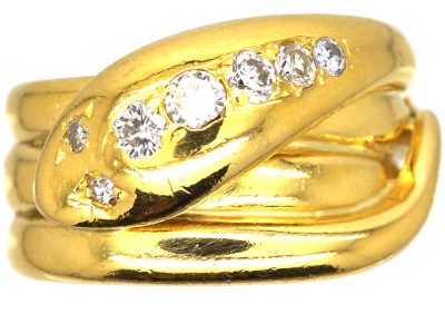 Victorian 18ct Gold Snake Ring set with Diamonds