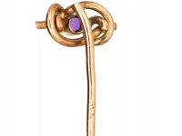 Edwardian 9ct Gold Coiled Knot Tie Pin set with an Amethyst