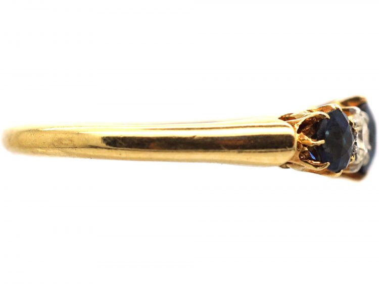 Edwardian 18ct Gold, Sapphire & Diamond Five Stone Ring