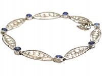 French Art Deco Platinum, Sapphire and Diamond Bracelet
