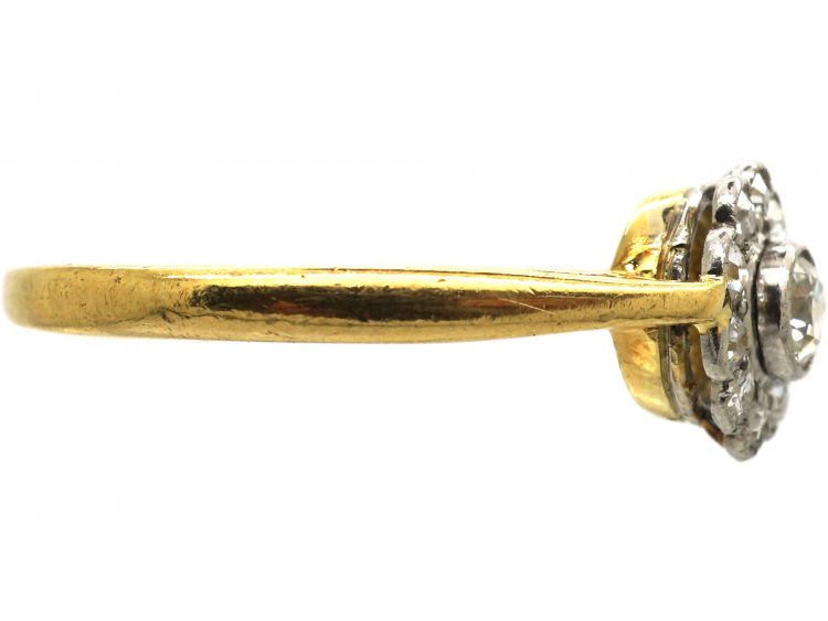 Edwardian 18ct Gold & Platinum, Diamond Daisy Cluster Ring