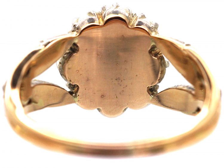 Georgian Diamond Cluster Ring with Split Diamond Set Shoulders