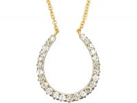 Diamond Set Horseshoe Pendant on 18ct Gold Chain