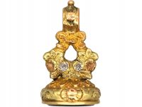 Georgian Three Colour 15ct Gold Seal with Bloodstone Intaglio of Flower