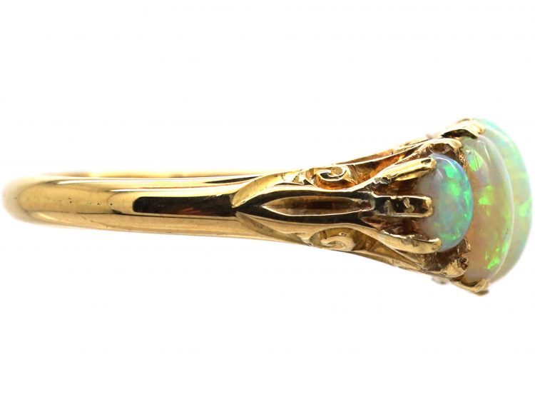 Edwardian 18ct gold and Five Stone Precious Opal Ring