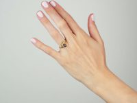 Victorian 18ct Gold, Almandine Garnet and Diamond Heart Shaped Ring in the Rococo Style