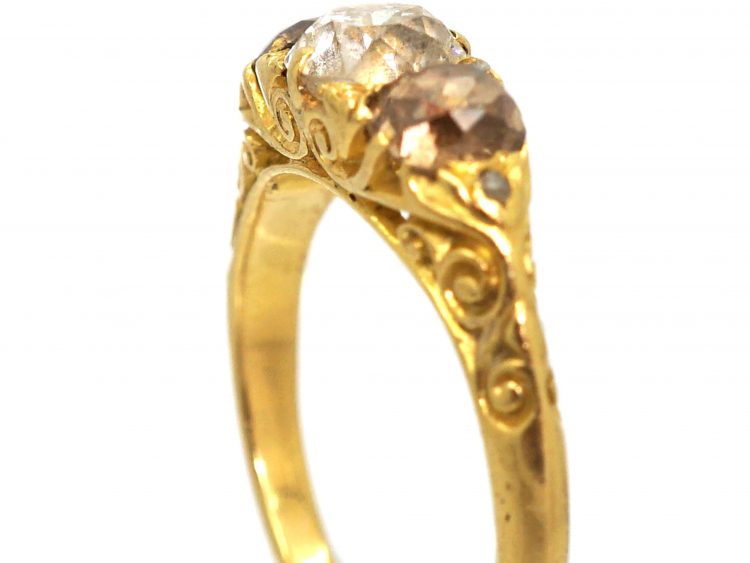 Victorian 18ct Gold, Three Stone Diamond Ring