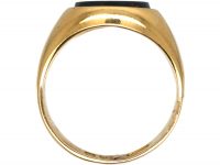 Edwardian 18ct Gold Signet Ring set with a Plain Bloodstone