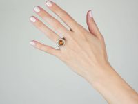 18ct White Gold, Large Topaz and Diamond Cluster Ring