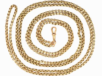 Victorian 9ct Gold Long Guard Chain with Dog Clip