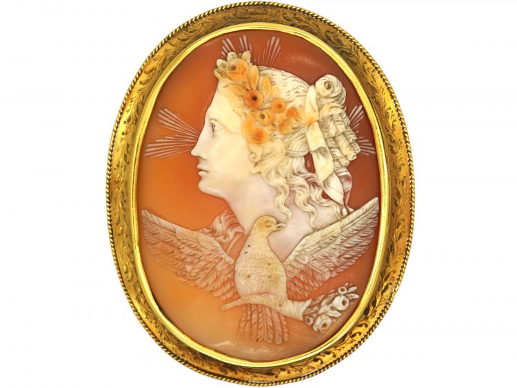 Victorian 15ct Gold Cameo Brooch of Eos, The Goddess of the Dawn