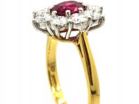 18ct Gold, Ruby & Diamond Cluster Ring