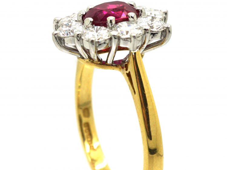 18ct Gold, Ruby & Diamond Cluster Ring