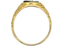 Early Victorian 18ct Gold Mourning Ring with Banded Sardonyx of a Flower